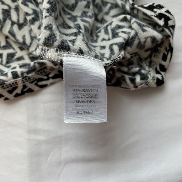 J Jill L Wearever Black & White Line Print Midi Dress Casual Modern Comfort - Picture 7 of 12